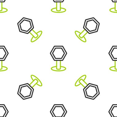 Line Road trafik tabelası. Simge simgesi beyaz arkaplanda izole edilmiş kusursuz desen. İşaretçi sembolü. İzole sokak bilgi levhası. Yön tabelası. Vektör İllüstrasyonu