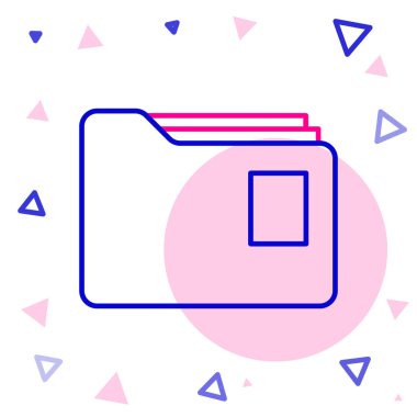 Beyaz arkaplanda izole edilmiş Satır Belgesi dosya simgesi. Muhasebe klasörü sembolü. Muhasebe yönetimi. Renkli taslak konsepti. Vektör İllüstrasyonu