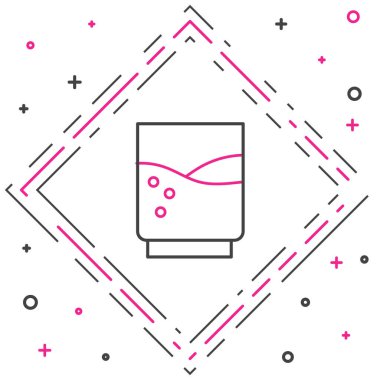 Beyaz arkaplanda izole edilmiş su ikonu olan çizgi camları. Soda bardağı. Renkli taslak konsepti. Vektör İllüstrasyonu