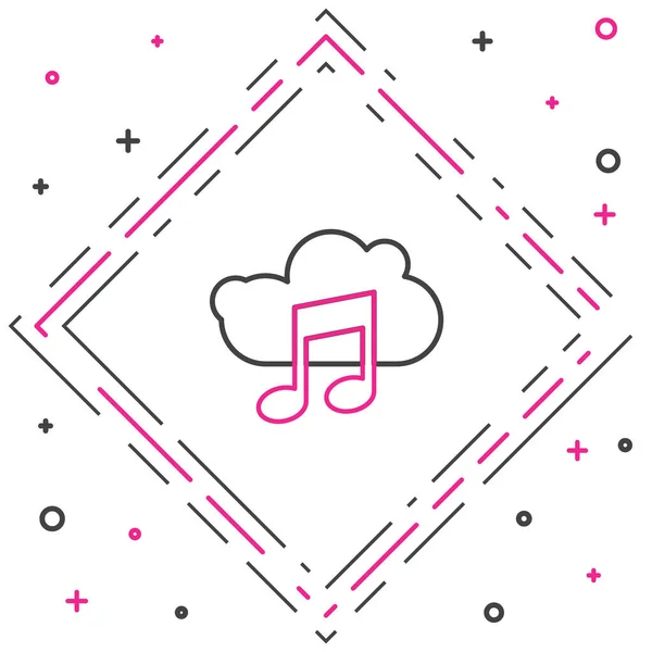Line Music Streaming Service Icoon Geïsoleerd Witte Achtergrond Geluid Cloud — Stockvector