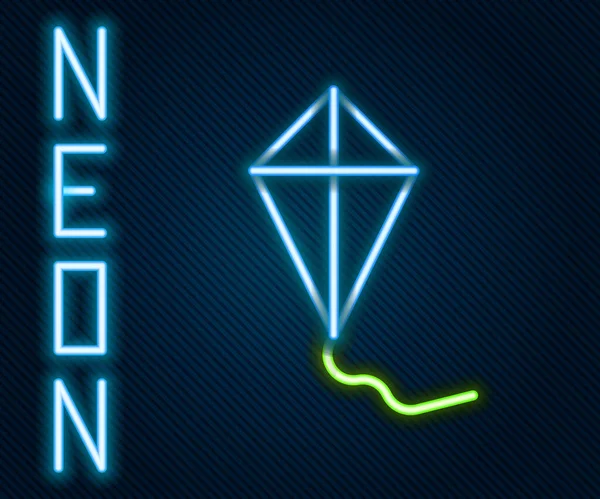 Gloeiende Neon Lijn Kite Pictogram Geïsoleerd Zwarte Achtergrond Kleurrijk Concept — Stockvector