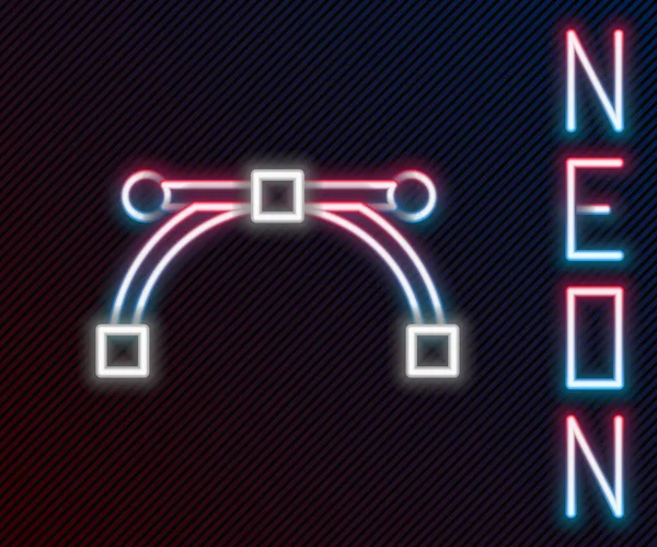 Parlayan Neon Çizgisi Bezier Eğrisi Simgesi Siyah Arkaplanda Izole Edildi — Stok Vektör