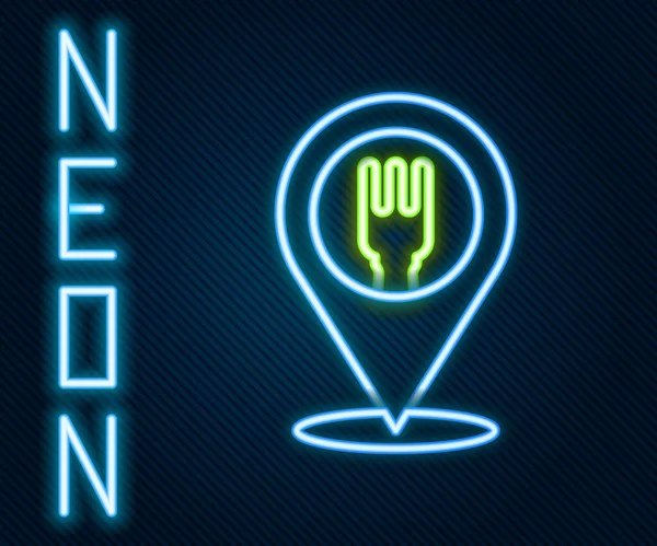 Glödande Neon Line Café Och Restaurang Läge Ikon Isolerad Svart — Stock vektor