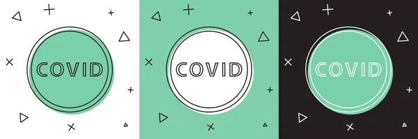 Set Corona Virus Covid Icono Aislado Sobre Fondo Blanco Verde — Archivo Imágenes Vectoriales