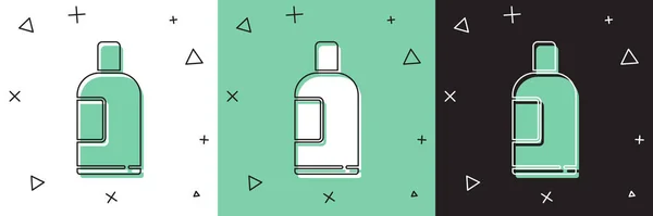 Set Bottiglia Icona Shampoo Isolata Sfondo Bianco Verde Nero Illustrazione — Vettoriale Stock