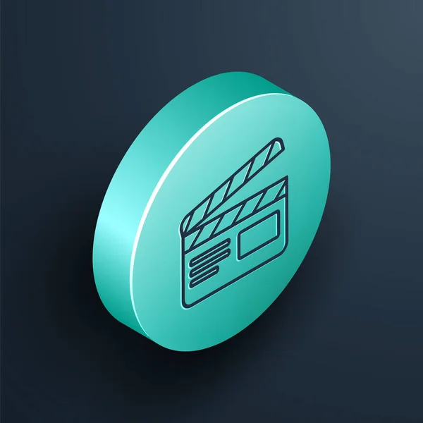 Isometrische Linie Movie Clapper Symbol Isoliert Auf Schwarzem Hintergrund Filmklappbrett — Stockvektor