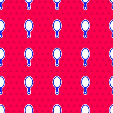 Mavi El ayna ikonu kırmızı arkaplanda izole edilmiş kusursuz desen. Vektör İllüstrasyonu