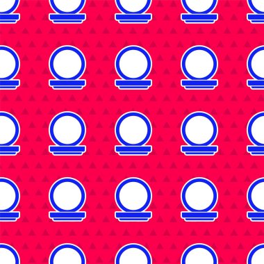 Aynalı ikon ile mavi makyaj tozu kırmızı arka planda izole edilmiş pürüzsüz desen. Vektör İllüstrasyonu