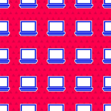 Aynalı ikon ile mavi makyaj tozu kırmızı arka planda izole edilmiş pürüzsüz desen. Vektör İllüstrasyonu