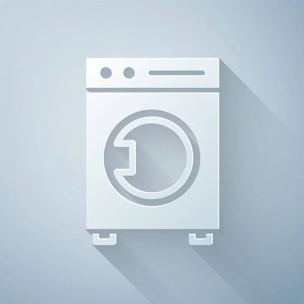 Κόψιμο Χαρτιού Εικόνα Του Washer Απομονώθηκε Γκρι Φόντο Εικονίδιο Πλυντηρίου — Διανυσματικό Αρχείο