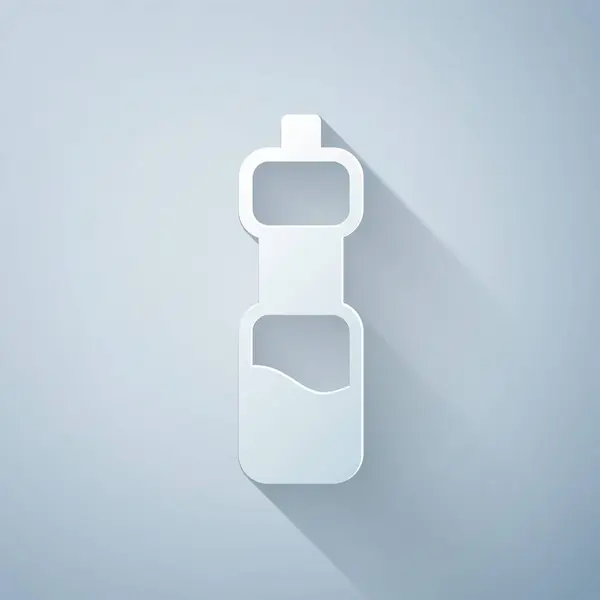 Бумага Разрезанная Бутылка Иконки Воды Изолирована Сером Фоне Знак Напитка — стоковый вектор