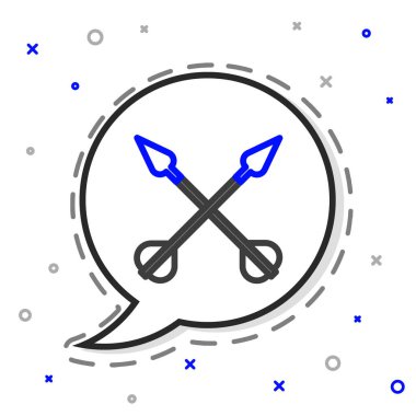 Çizgi çapraz ok simgesi beyaz arkaplanda izole edildi. Renkli taslak konsepti. Vektör İllüstrasyonu