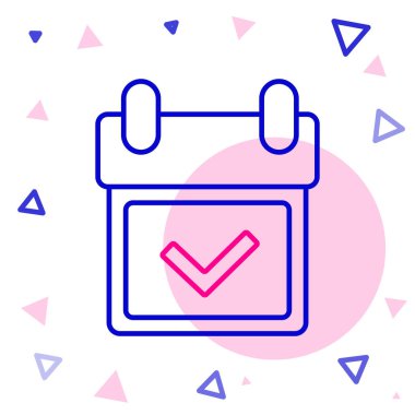 Beyaz arkaplanda işaretleme simgesine sahip satır takvimi izole edildi. Renkli taslak konsepti. Vektör İllüstrasyonu