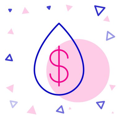 Beyaz zemin üzerinde dolar sembolü olan çizgi yağı damlası. Renkli taslak konsepti. Vektör İllüstrasyonu