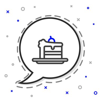 Satır Keki simgesi beyaz arkaplanda izole edildi. Doğum günün kutlu olsun. Renkli taslak konsepti. Vektör İllüstrasyonu