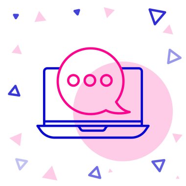 Dizüstü bilgisayardaki yeni sohbet mesajları bildirimi beyaz arkaplanda izole edildi. Smartphone sohbet mesajları konuşma baloncukları. Renkli taslak konsepti. Vektör İllüstrasyonu