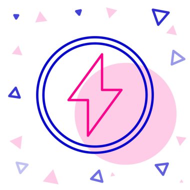 Şimşek çizgisi simgesi beyaz arkaplanda izole edildi. Flaş işareti. Flaş ikonunu yükle. Gök gürültüsü. Yıldırım çarpması. Renkli taslak konsepti. Vektör İllüstrasyonu