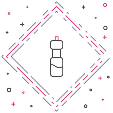 Beyaz arka planda izole edilmiş bir şişe su. Soda su içme tabelası. Renkli taslak konsepti. Vektör İllüstrasyonu