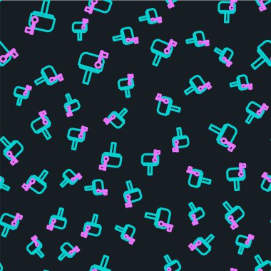 Satır posta kutusu simgesi siyah arkaplanda izole edilmiş kusursuz desen. Posta kutusu simgesi. Posta kutusunda bayrak var. Vektör İllüstrasyonu