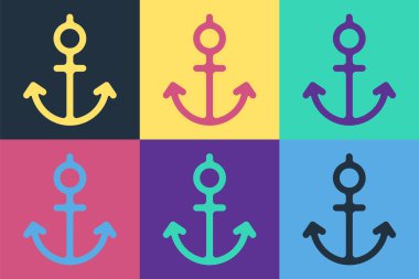 Pop Art Anchor simgesi renk arkaplanında izole edildi. Vektör İllüstrasyonu