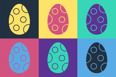 Pop Art Paskalya Yumurtası simgesi renk arkaplanda izole edilmiş. Mutlu Paskalyalar. Vektör İllüstrasyonu