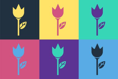 Pop Art Flower lale simgesi renk arkaplanında izole edildi. Vektör İllüstrasyonu