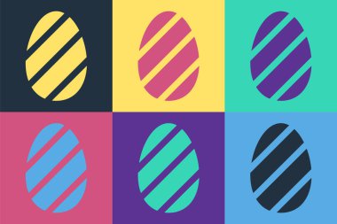 Pop Art Paskalya Yumurtası simgesi renk arkaplanda izole edilmiş. Mutlu Paskalyalar. Vektör İllüstrasyonu