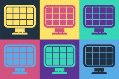 Pop Art Solar Enerji Paneli simgesi renk arkaplanında izole edildi. Vektör İllüstrasyonu