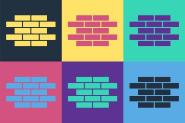 Pop Art Bricks simgesi renk arkaplanında izole edildi. Vektör İllüstrasyonu