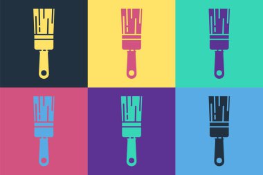 Pop sanat fırçası ikonu renk arkaplanında izole edilmiş. Vektör İllüstrasyonu