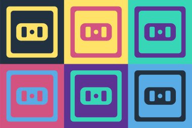 Pop Art Electrical outlet simgesi renk arkaplanında izole edildi. Elektrik prizi. Rosette sembolü. Vektör İllüstrasyonu