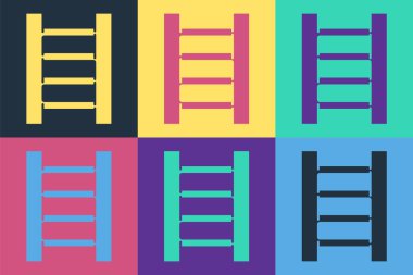 Pop Art Tahta merdiven ikonu renk arkaplanında izole edilmiş. Vektör İllüstrasyonu