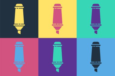 Pop Art Marker kalem simgesi renk arkaplanında izole edildi. Vektör İllüstrasyonu