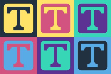 Pop Art Metin simgesi renk arkaplanında izole edildi. Vektör İllüstrasyonu