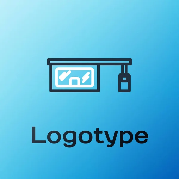 Line Benzinkút Ikon Elszigetelt Kék Háttér Közlekedéssel Kapcsolatos Szolgáltatás Épület — Stock Vector