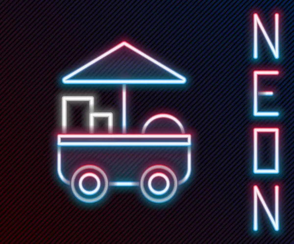 Gloeiende Neon Lijn Fast Street Food Cart Icoon Geïsoleerd Zwarte — Stockvector