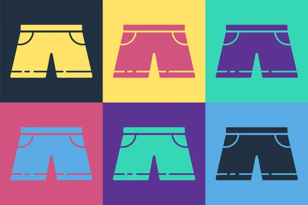 Pop Art Badehose Symbol Isoliert Auf Farbigem Hintergrund Vektorillustration — Stockvektor