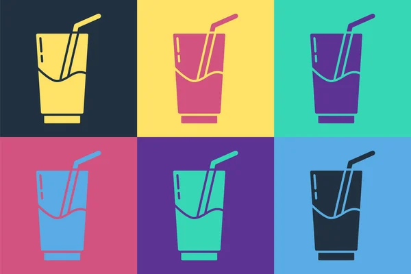 Pop Art Cocktail Alcohol Drankje Pictogram Geïsoleerd Kleur Achtergrond Vector — Stockvector