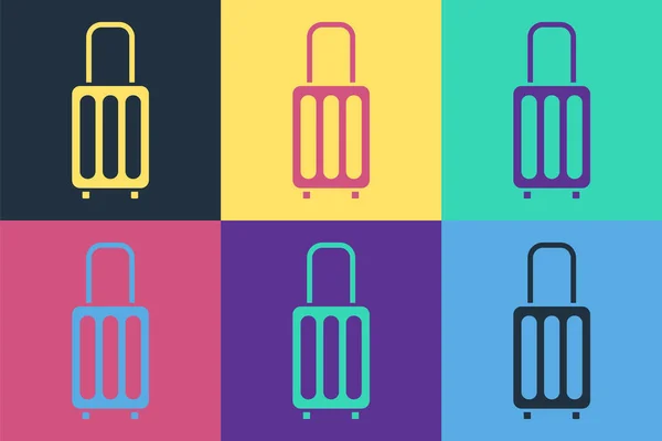 Pop Art Koffer Voor Reizen Pictogram Geïsoleerd Kleur Achtergrond Reisbagagebord — Stockvector