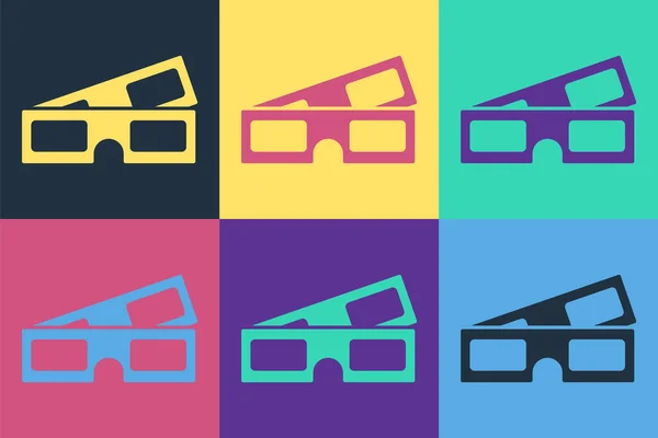 Pop Art Sinema Gözlüğü Ikonu Renk Arkaplanda Izole Edilmiş Vektör — Stok Vektör