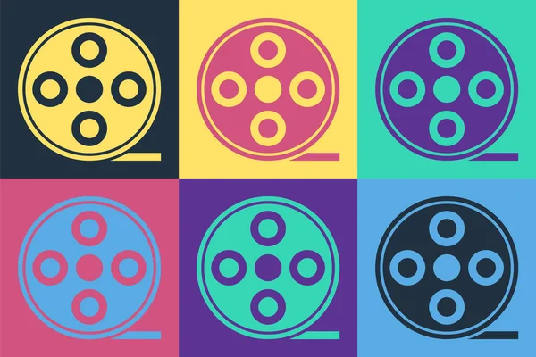 Pop Art Film makarası ikonu renk arkaplanında izole edilmiş. Vektör İllüstrasyonu