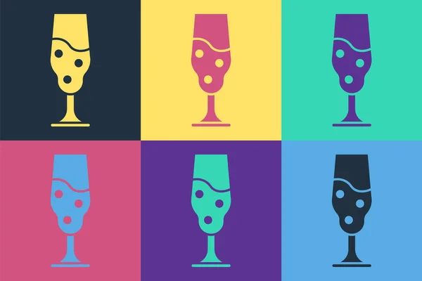 Pop Art Wine Glass Icon Isolated Color Background Wineglass Icon — Stock Vector