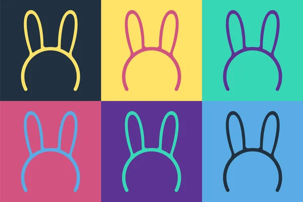 Pop Art Mask Long Bunny Ears Icon Isolated Color Background — Stock Vector