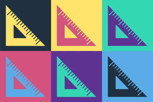 Pop Art Icône Règle Triangulaire Isolée Sur Fond Couleur Symbole — Image vectorielle