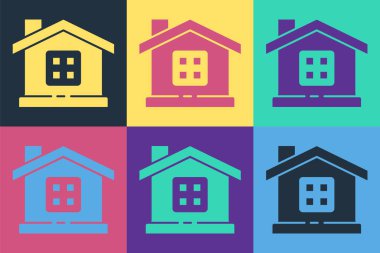 Pop Sanat Evi simgesi renk arkaplanında izole edildi. Ev sembolü. Vektör İllüstrasyonu