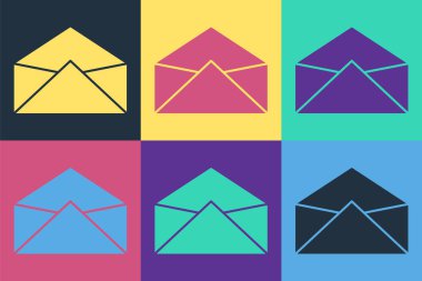 Pop Art Envelope simgesi renk arkaplanında izole edildi. E- posta mektup sembolü. Vektör İllüstrasyonu