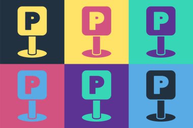 Pop Art Park simgesi renk arkaplanında izole edildi. Sokak tabelası. Vektör İllüstrasyonu