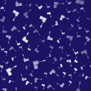 Beyaz Maskara fırça ikonu mavi arka planda izole edilmiş pürüzsüz desen. Vektör İllüstrasyonu