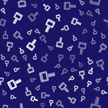 Beyaz tırnak cilası ikonu mavi arka planda izole edilmiş. Vektör İllüstrasyonu