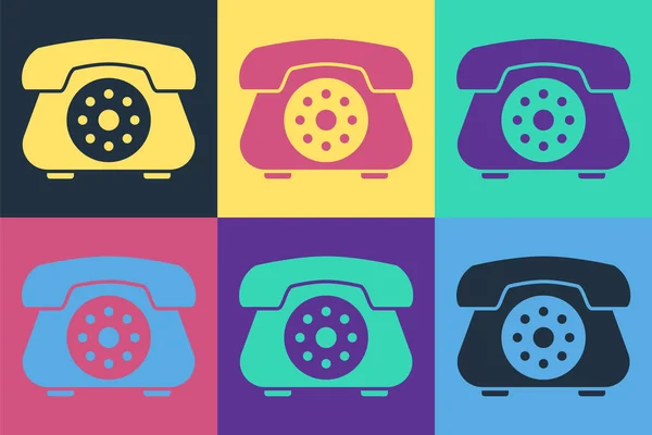 Pop Art Telefon Ikona Izolowane Tle Koloru Telefon Stacjonarny Ilustracja — Wektor stockowy